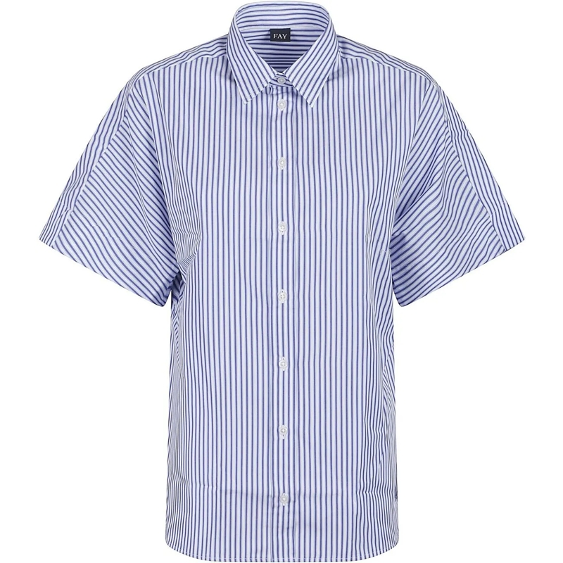 Fay Bluse Short Sleeve Shirt Blue blau