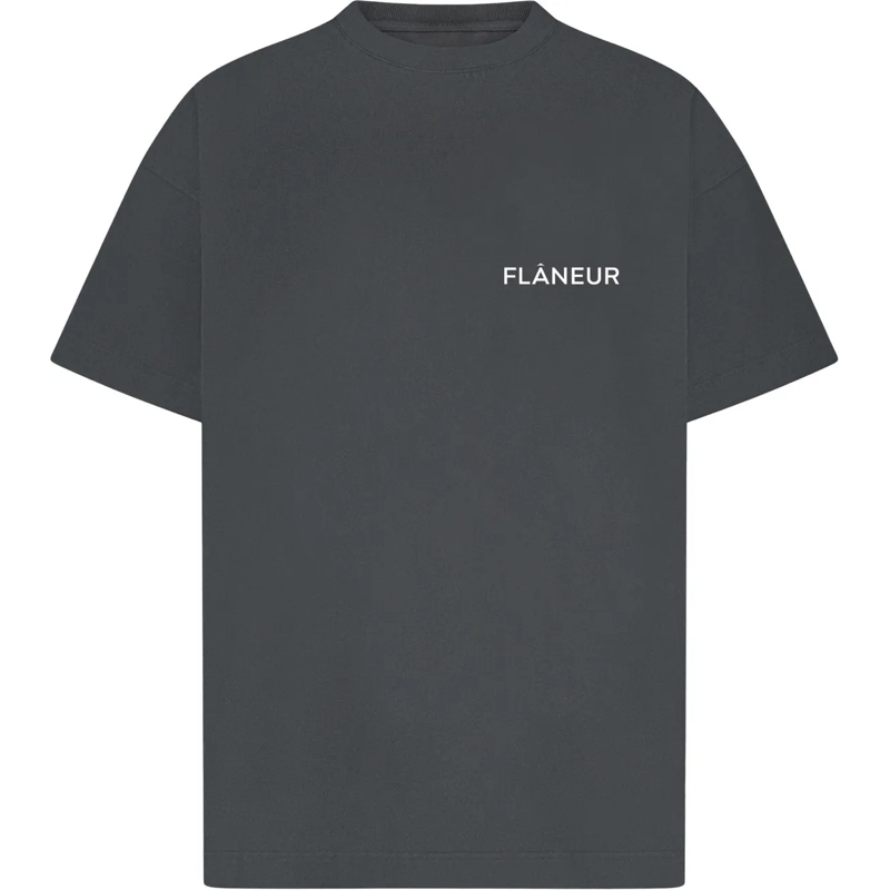 Flâneur T-Shirt Double Logo Washed T-Shirt schwarz