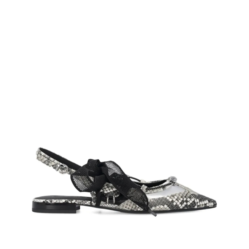 Pinko Sandalen Pointed-Toe Slingback Sandals With Snakeskin Patte Grey