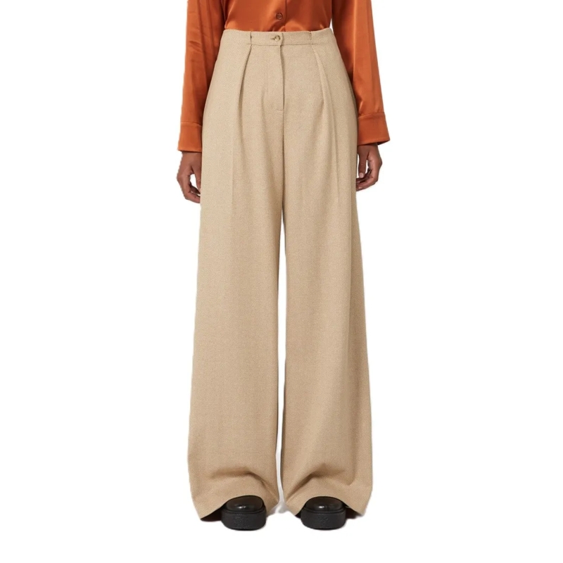 Max Mara  Tailored Wide-Leg Trousers With Front Pleats Neutrals