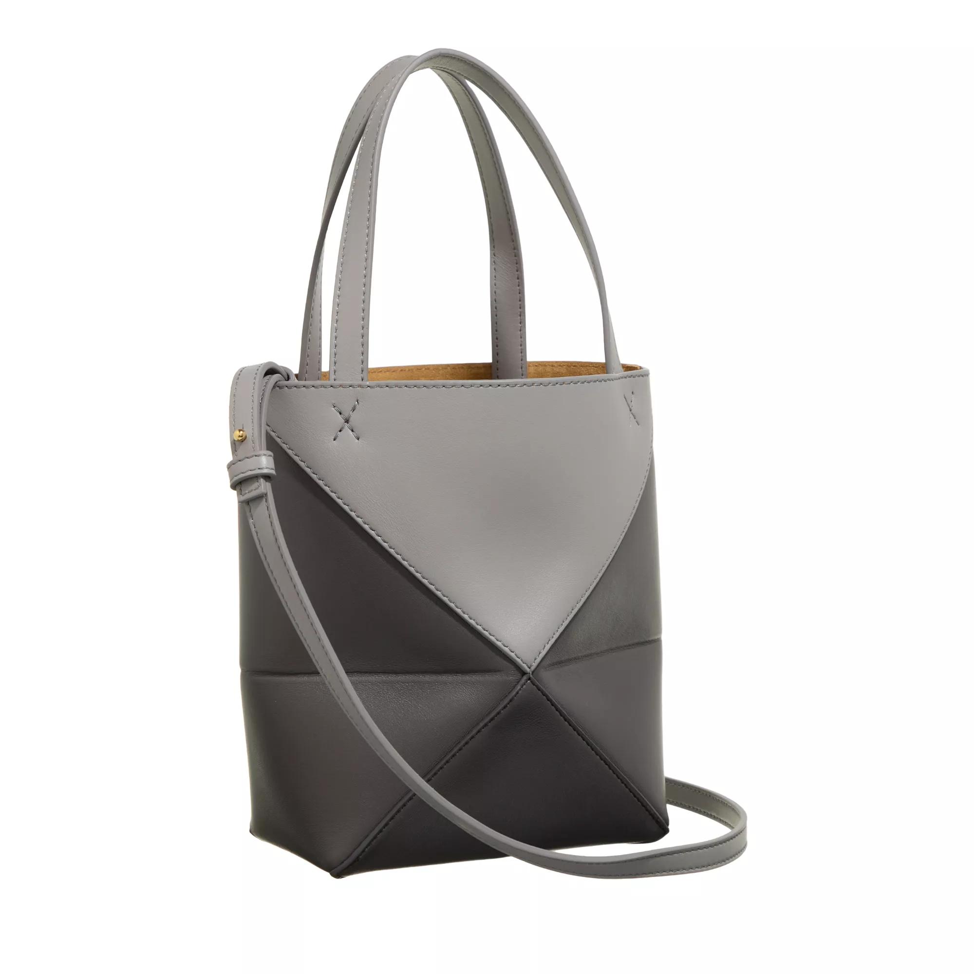 Loewe Satchels Puzzle Fold Tote Mini Bicolour in donkergrijs