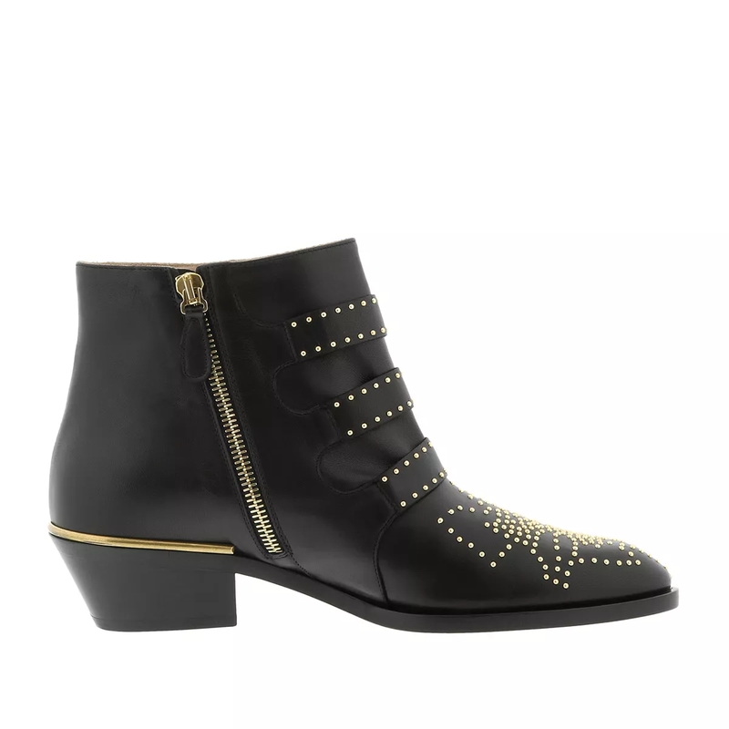 Chloé Stiefel Susanna Leather Studs Boots Black/Gold(Image 8)