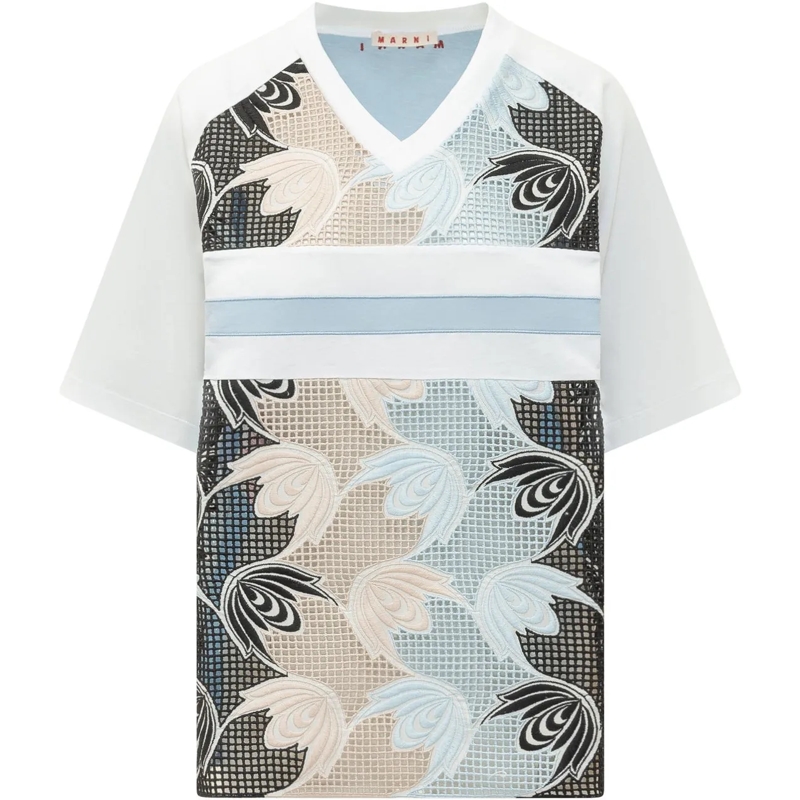 Marni T-Shirt T-shirt con Inserto Grafico hellblau