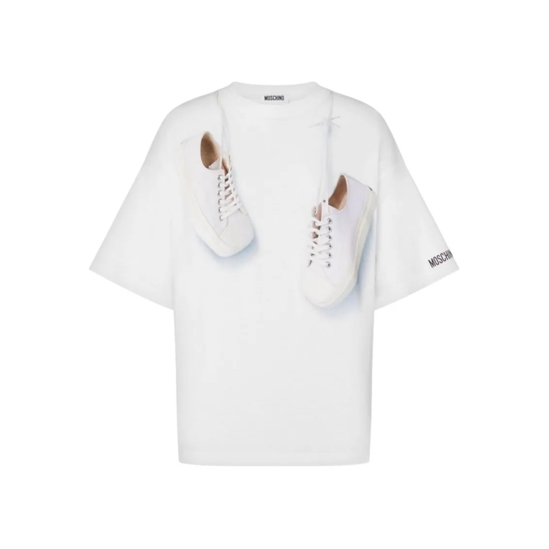 Moschino T-Shirt Short-Sleeved Top With Playful 3D Sneaker Design White