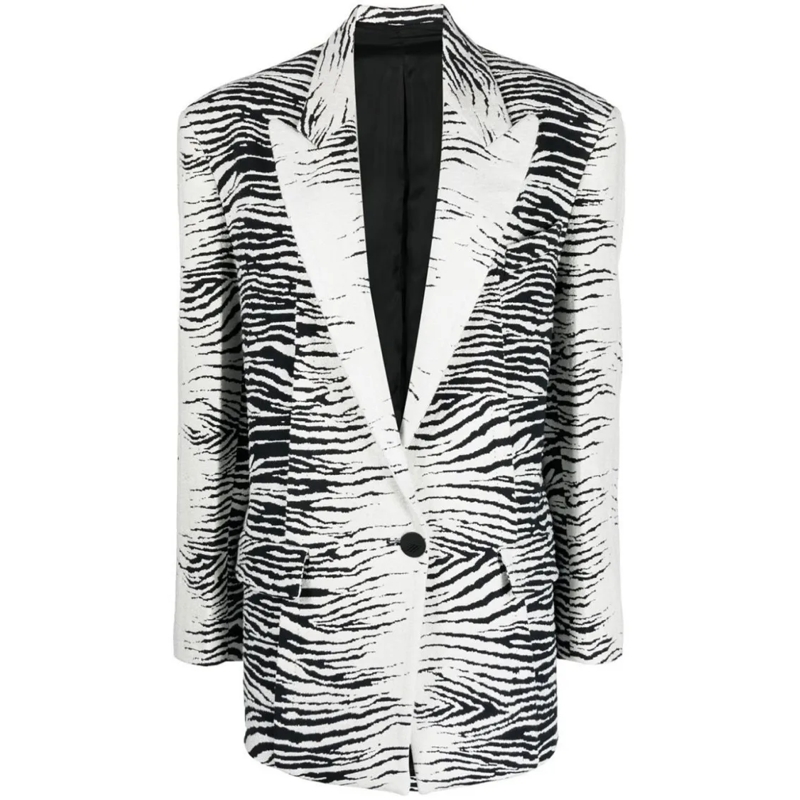 The Attico Blazer Zebra-Print Single-Breasted Blazer With Notched La Grey
