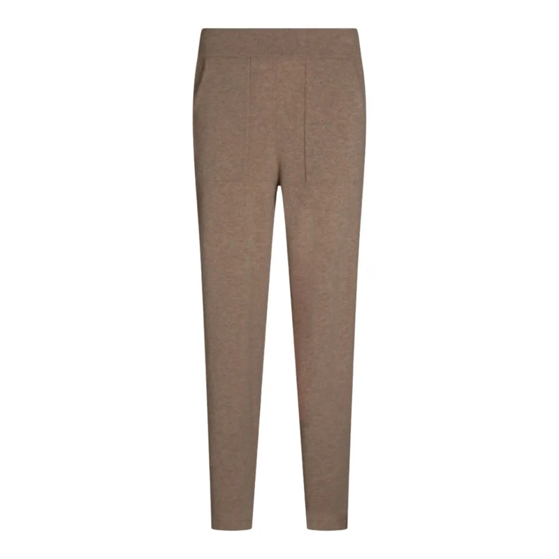 Malo Pantalon Slim Tapered Trousers With Ribbed Waistband Brown