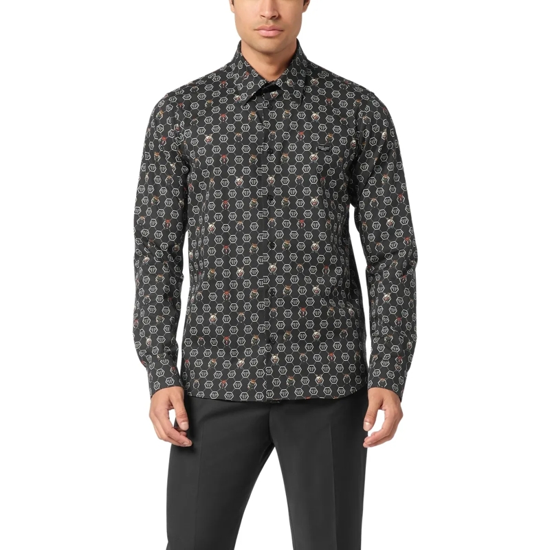 Philipp Plein Hemd Hemd Sugar Daddy Cut Ls Monogram schwarz(Image 3)