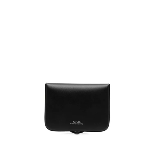 A.P.C. Josh Snap-Fastening Leather Wallet Black Portafoglio continental