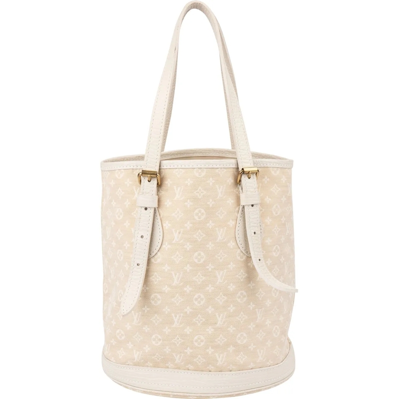 Louis Vuitton Schultertasche Louis Vuitton Mini Lin Monogram Bucket PM Handbag weiß