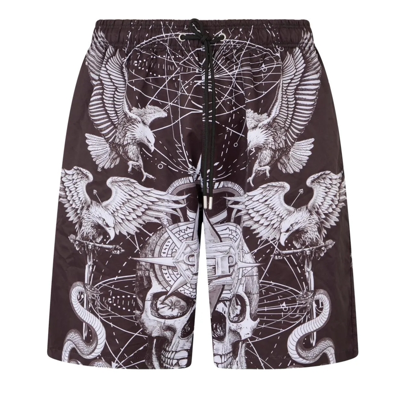Philipp Plein Shorts Nylon Shorts Tattoo schwarz
