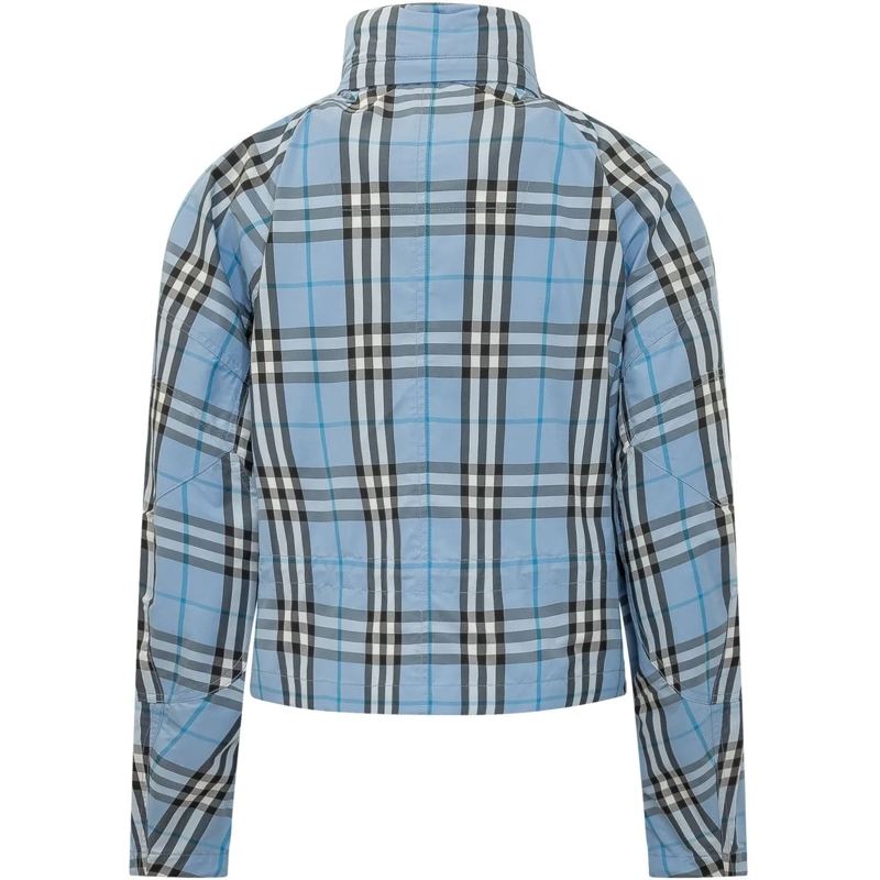 Burberry Übergangsjacke Giacca con Collo Alto e Motivo a Quadri hellblau(Image 2)