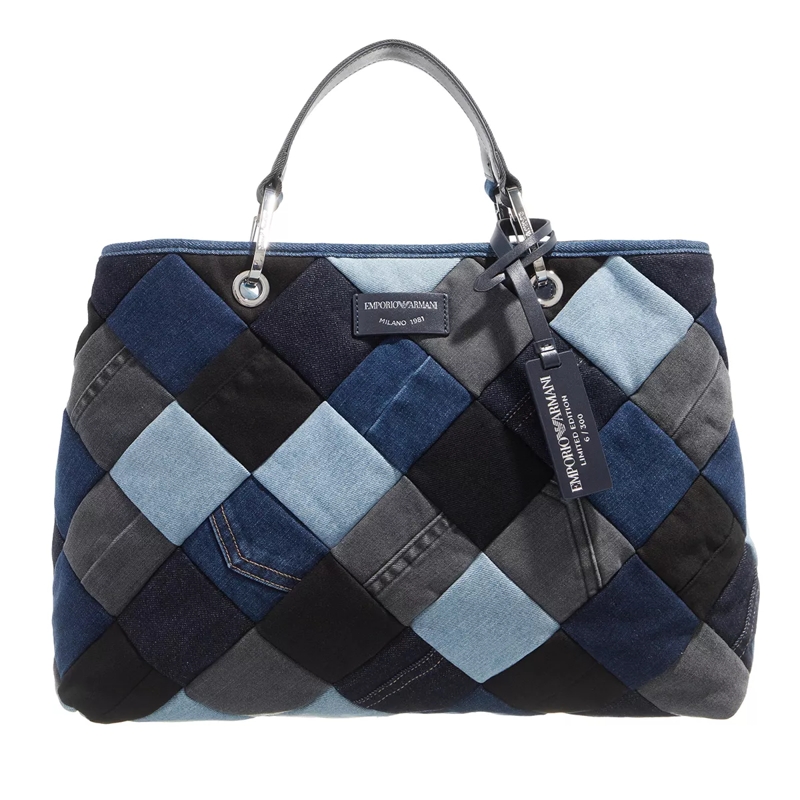 Emporio Armani Fourre-tout S33 Shopping Bag Patchwork Blue