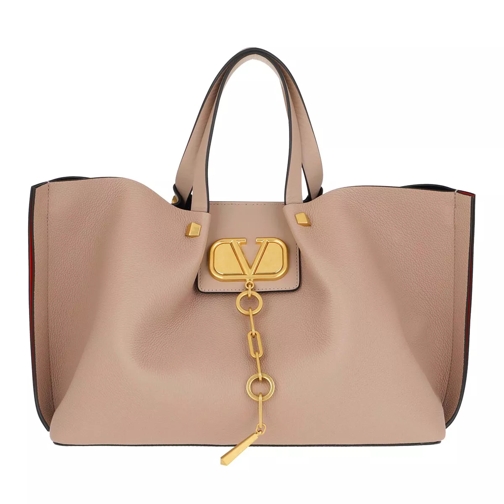 Valentino Garavani Medium Logo Escape Shopping Bag Leather Poudre Tote