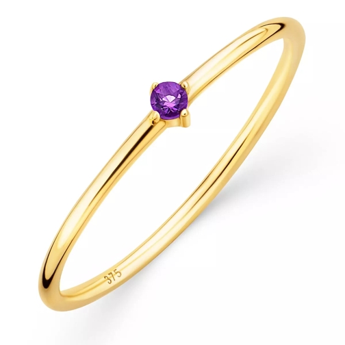 DIAMADA 9K Ring with Amethyst Yellow Gold and Amethyst Solitärring