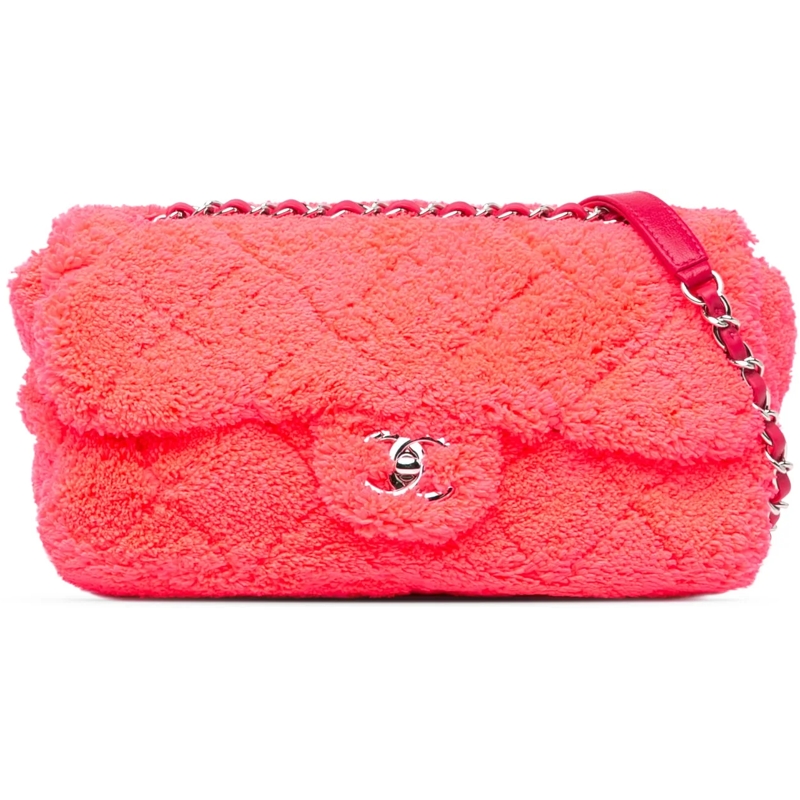 Chanel Schultertasche Medium Quilted Terry Cloth Coco Beach Flap rose