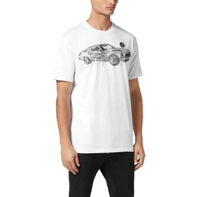 Philipp Plein T-Shirt T-Shirt Racing Mit Schmucksteinen weiss(Image 3)
