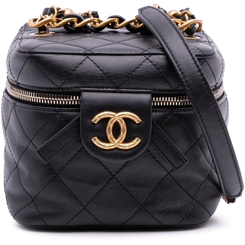 Chanel Sac à bandoulière CC Quilted Calfskin Vanity Case with Chain schwarz