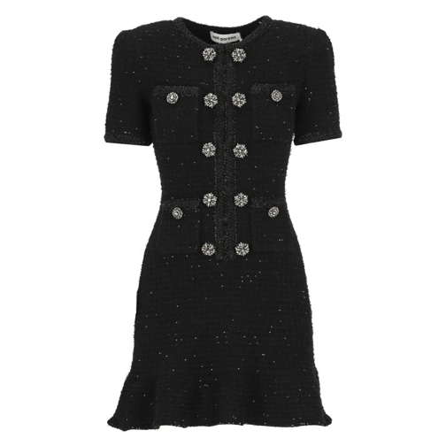 Self Portrait Black Dress With Buttons Black Mini robes