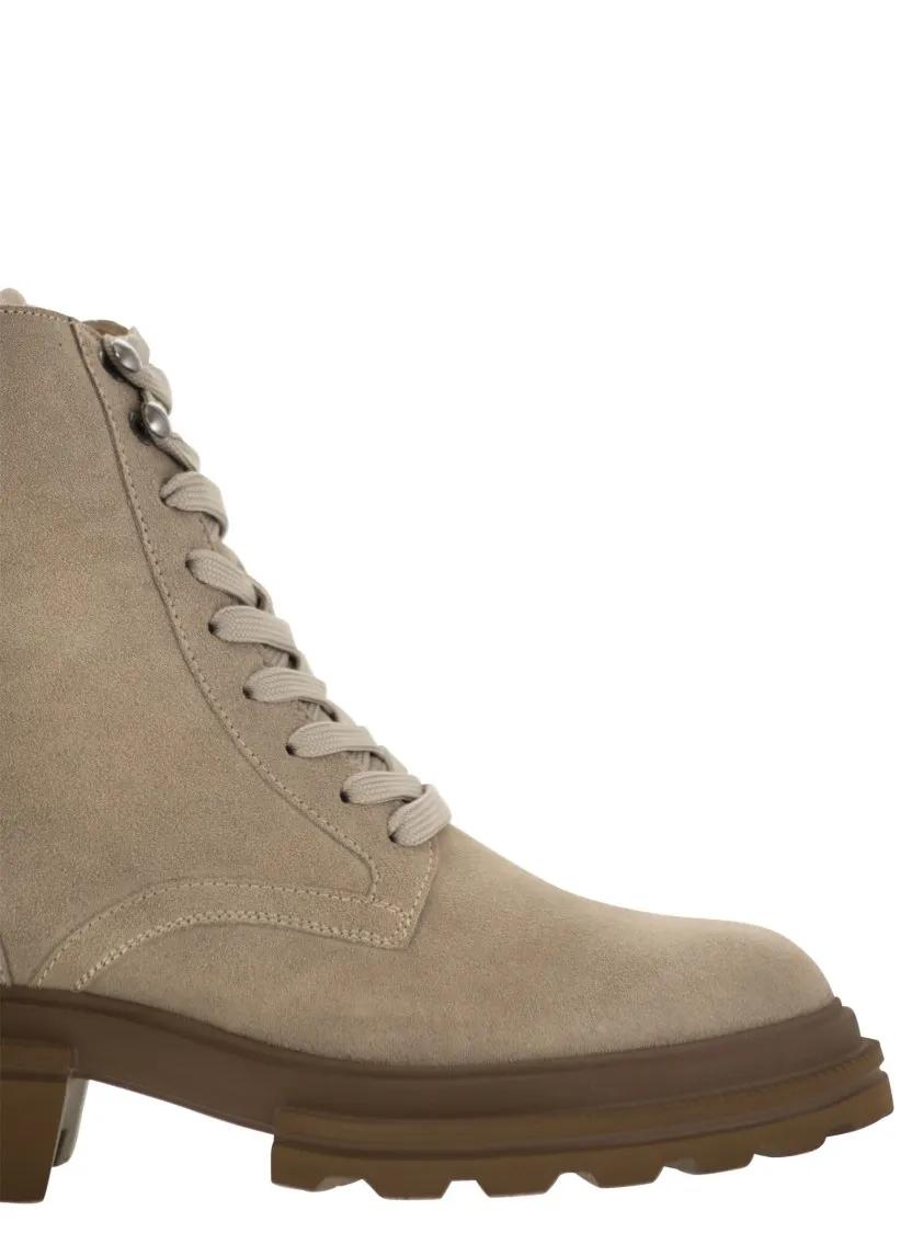 Thumbnail - Hogan Stiefel - H674 - Suede Lace-Up Boot - Gr. 38 (EU) - in Beige - für Damen