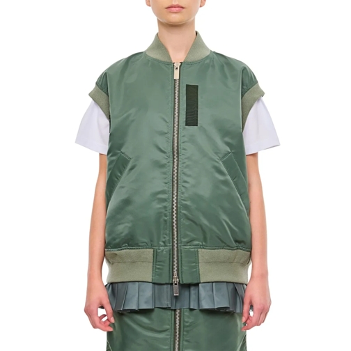 Sacai Nylon Twill Vest Green Veste de transition