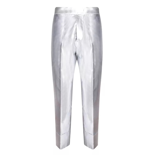 Sapio Silver Lurex Canvas Trousers Silver 