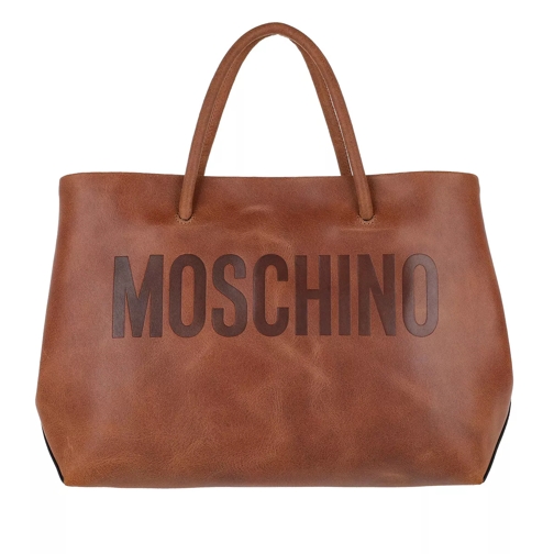 Moschino Leather Logo Shoulder Bag Cognac Satchel