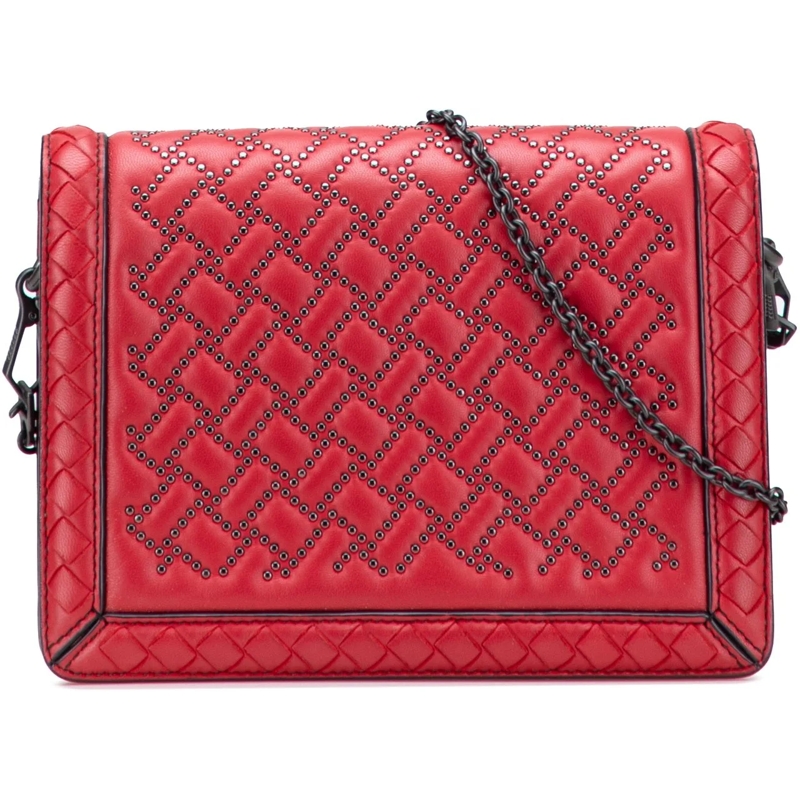 Bottega Veneta Schultertasche Nappa Intrecciato Microstud Montebello Crossbody rot