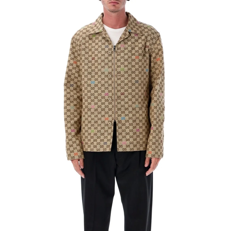 Gucci Daunenjacke Gg Canvas Jacket Brown