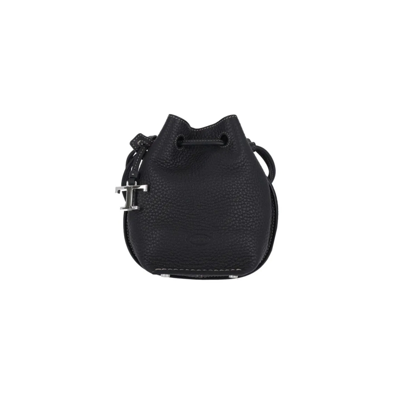 Tod's Sac reporter Micro Bucket Bag In Textured Black Leather Black