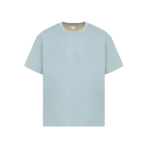 Bottega Veneta T-Shirts Steel Blue Soap Stone Cotton T-Shirt Blue