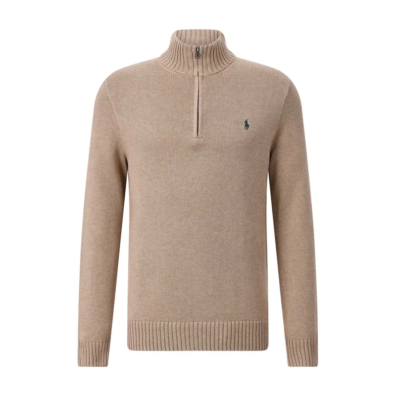 Polo Ralph Lauren Pullover Baumwollpullover mit Reißverschluss Braun