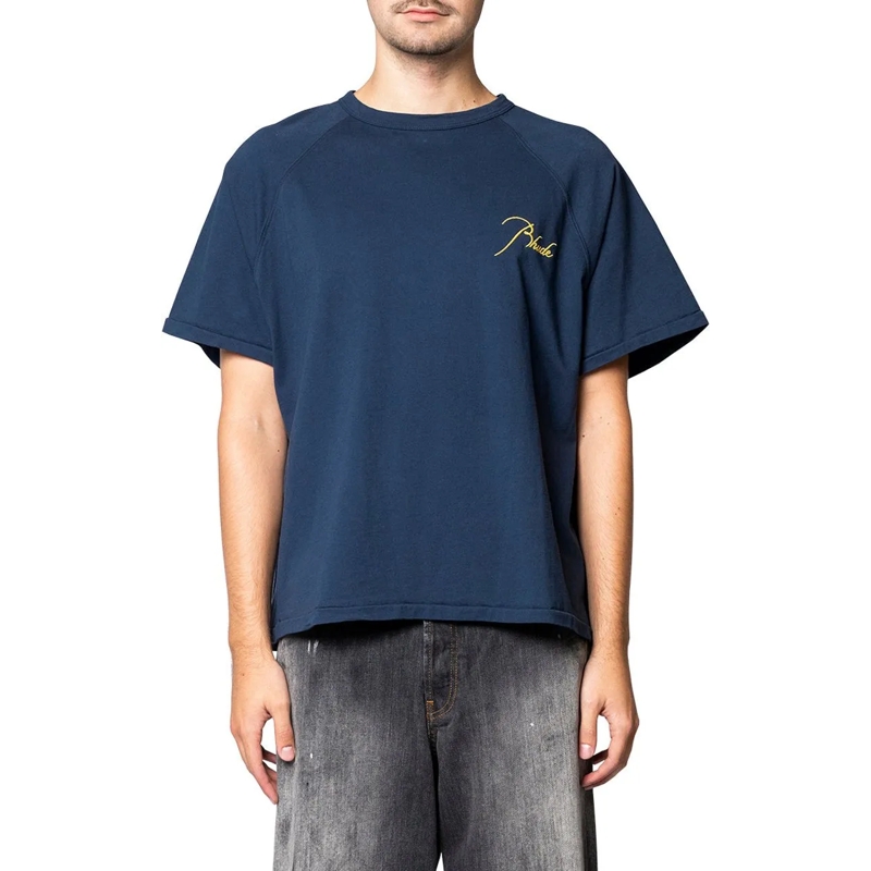 Rhude T-shirt CLASSIQUE RAGLAN TEE NAVY / YELLOW dunkelblau