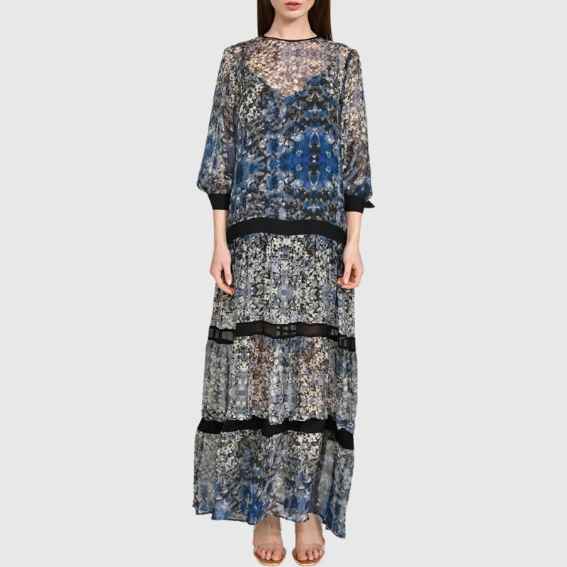 Helene Galwas Maxikleid Seidenkleid BENITA SEIDE blau(Image 2)