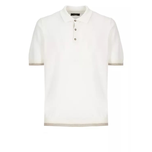 Peserico Ivory Linen And Cotton Threebuttons Polo Shirt White 