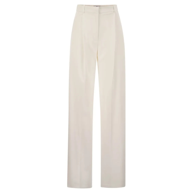 Elisabetta Franchi  Crepe Trousers With Satin Details White