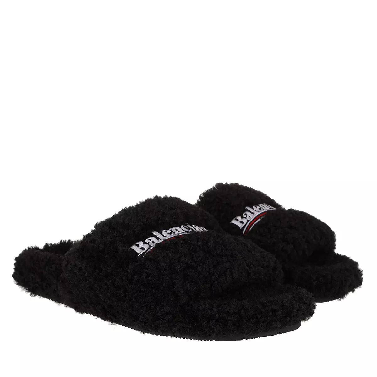 Furry discount black sandals