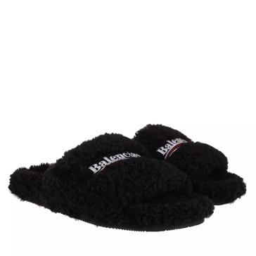 Fuzzy black online sandals