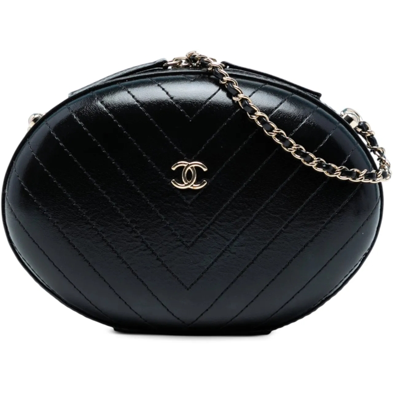 Chanel Sac à bandoulière Chevron Stitched Calfskin La Pausa Evening Bag schwarz