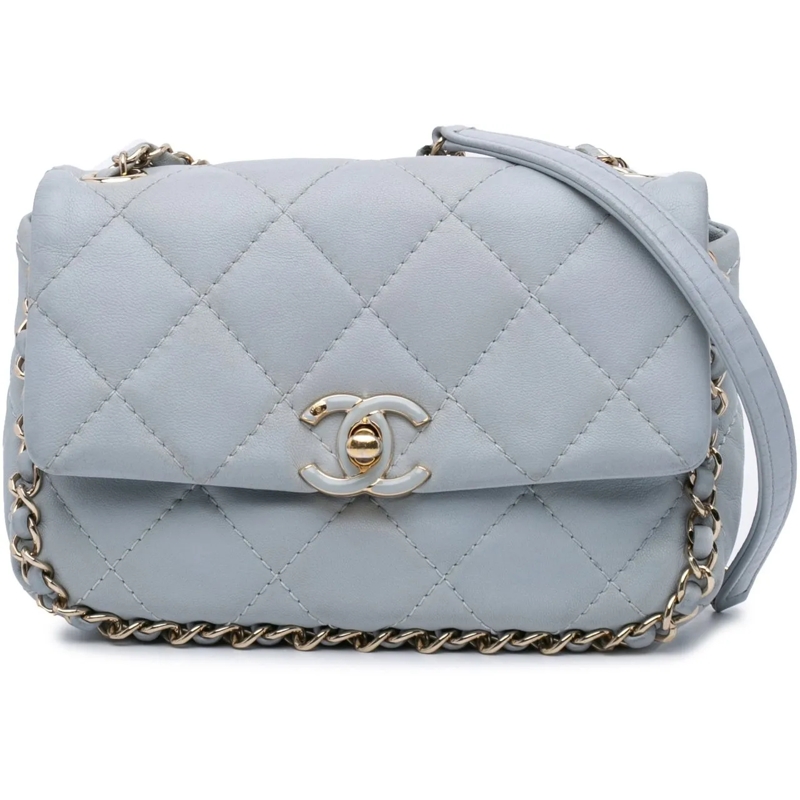Chanel Schultertasche Mini Calfskin Chain Around Flap grau