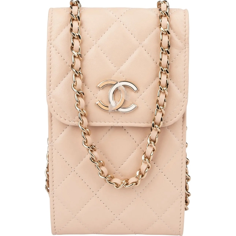Chanel Sac à bandoulière Chanel Quilted Lambskin On Chain Single Flap Cross beige