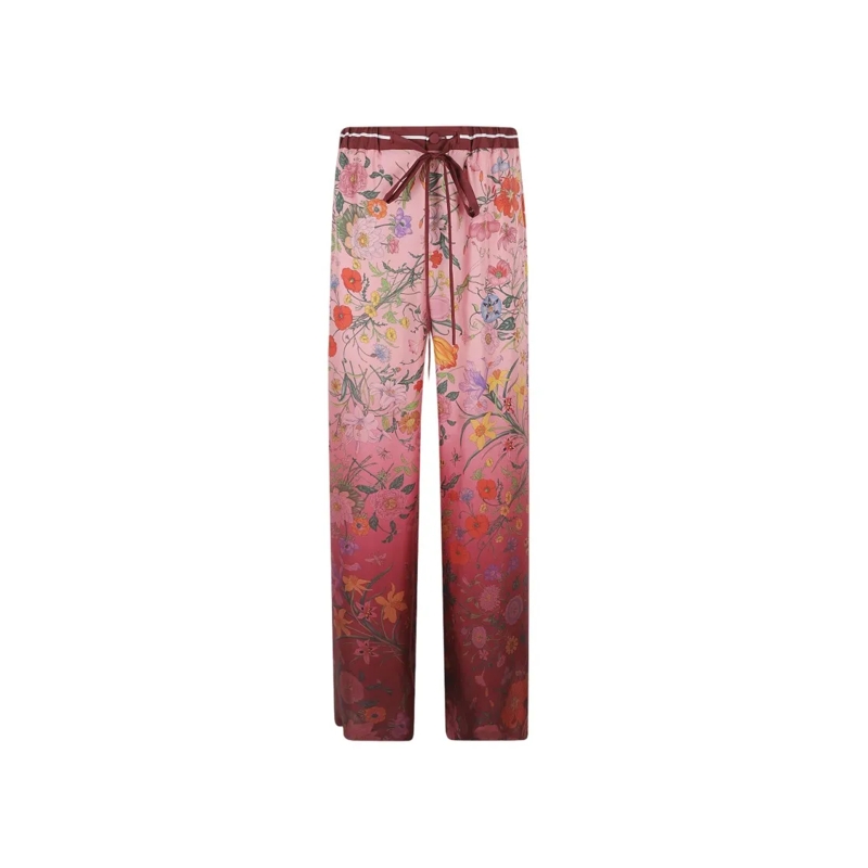 Gucci  Pants Twill Flora Degrade Burgundy