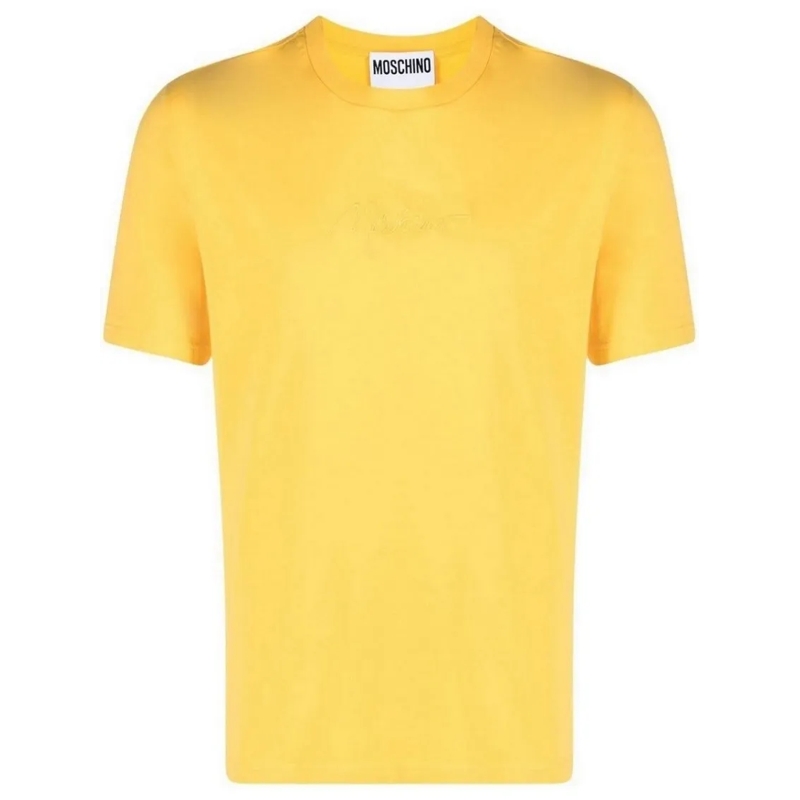 Moschino T-Shirt Yellow Logo Embroidered T-Shirt Gold