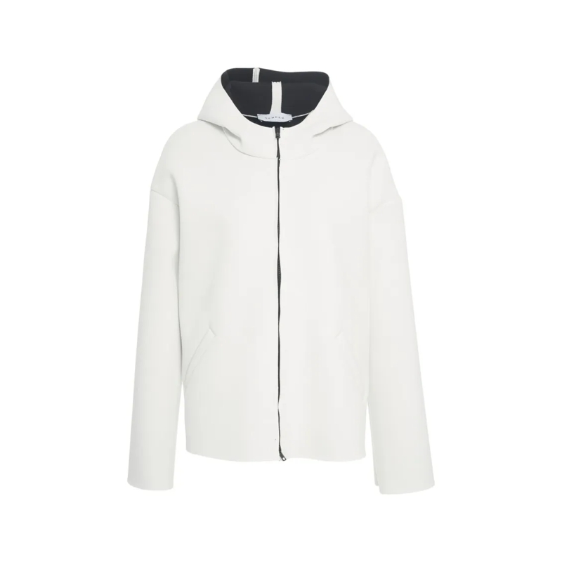 Gender Übergangsjacke Oversized Hoodie Jacket With Structured Knit White