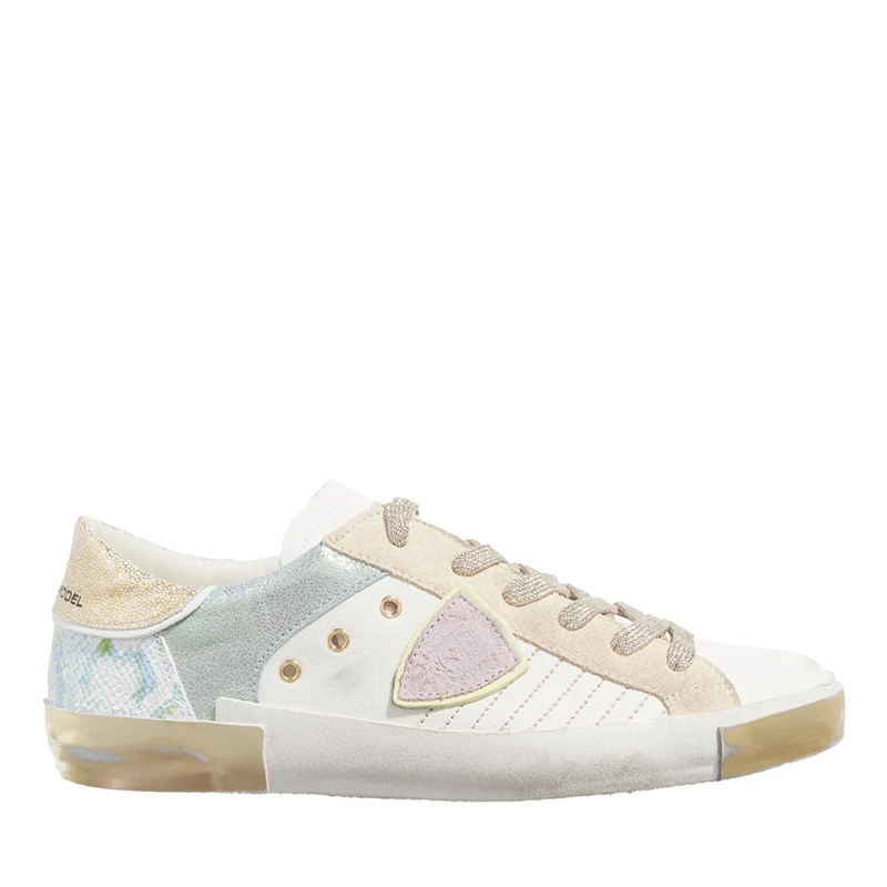 Philippe Model Low-Top-Sneaker Prsx Low Woman Veau Python Mix Blanc Rose