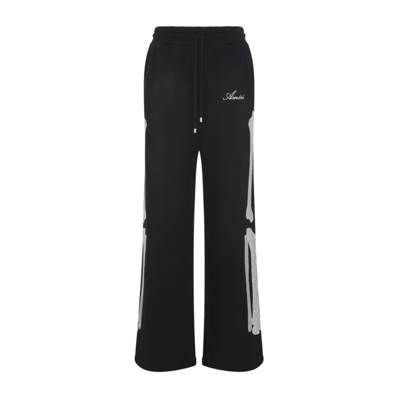 Amiri Pantalon Wide-Leg Relaxed Fit Trousers With Bone Graphics Black