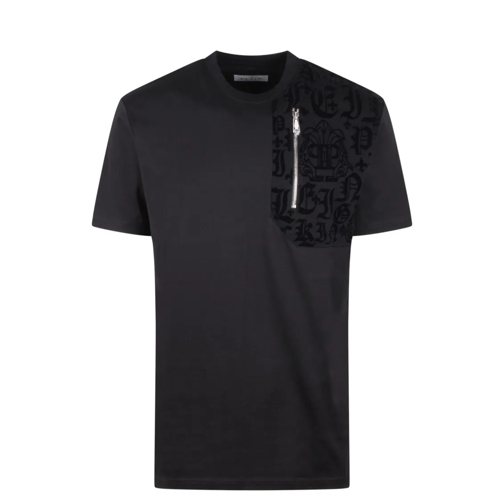 Philipp Plein Round Neck Ss Flocked Print T-Shirt Black Magliette