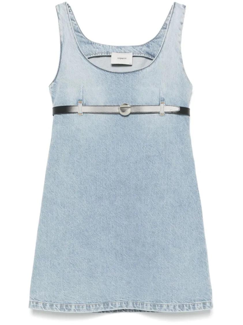 Thumbnail - Coperni - Light Blue Dress With Detachable Belt - Größe 40 - blue
