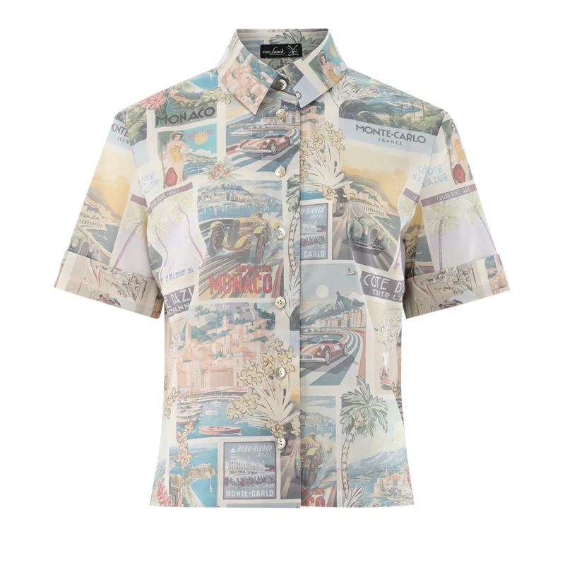 VAN LAACK Bluse Bluse Modern Fit Druck bunt