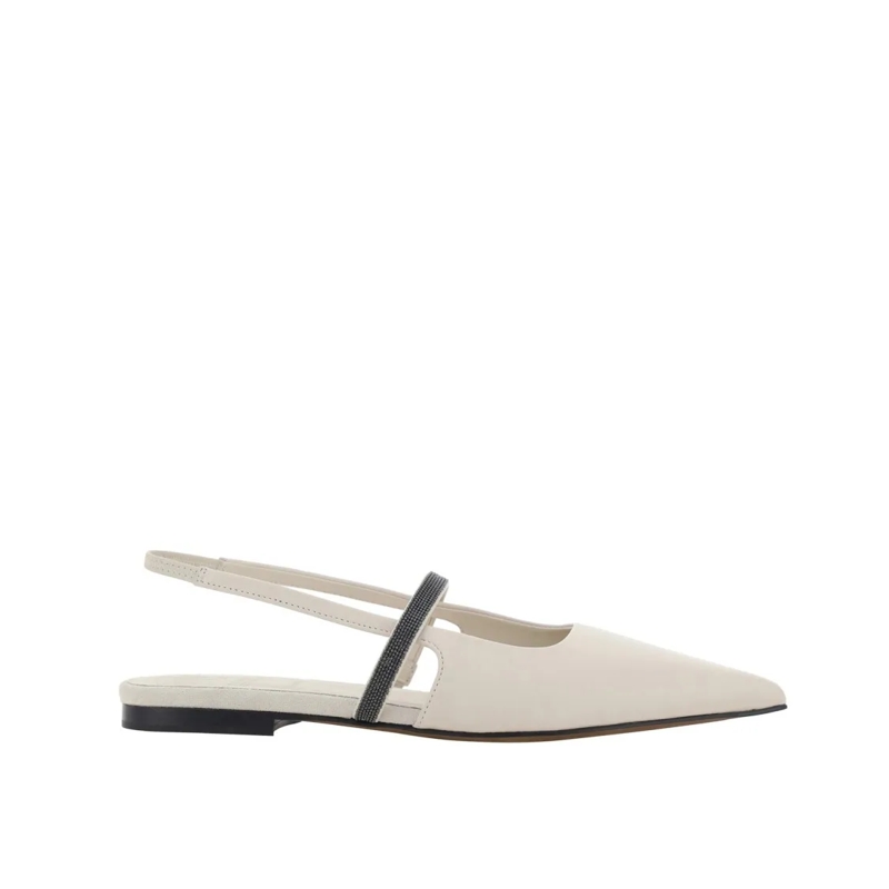 Brunello Cucinelli Ballerinas Slingback Flats White