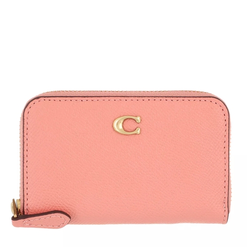 Coach Crossgrain Leather Small Zip Around Card Case B4 Candy Pink Ritsportemonnee